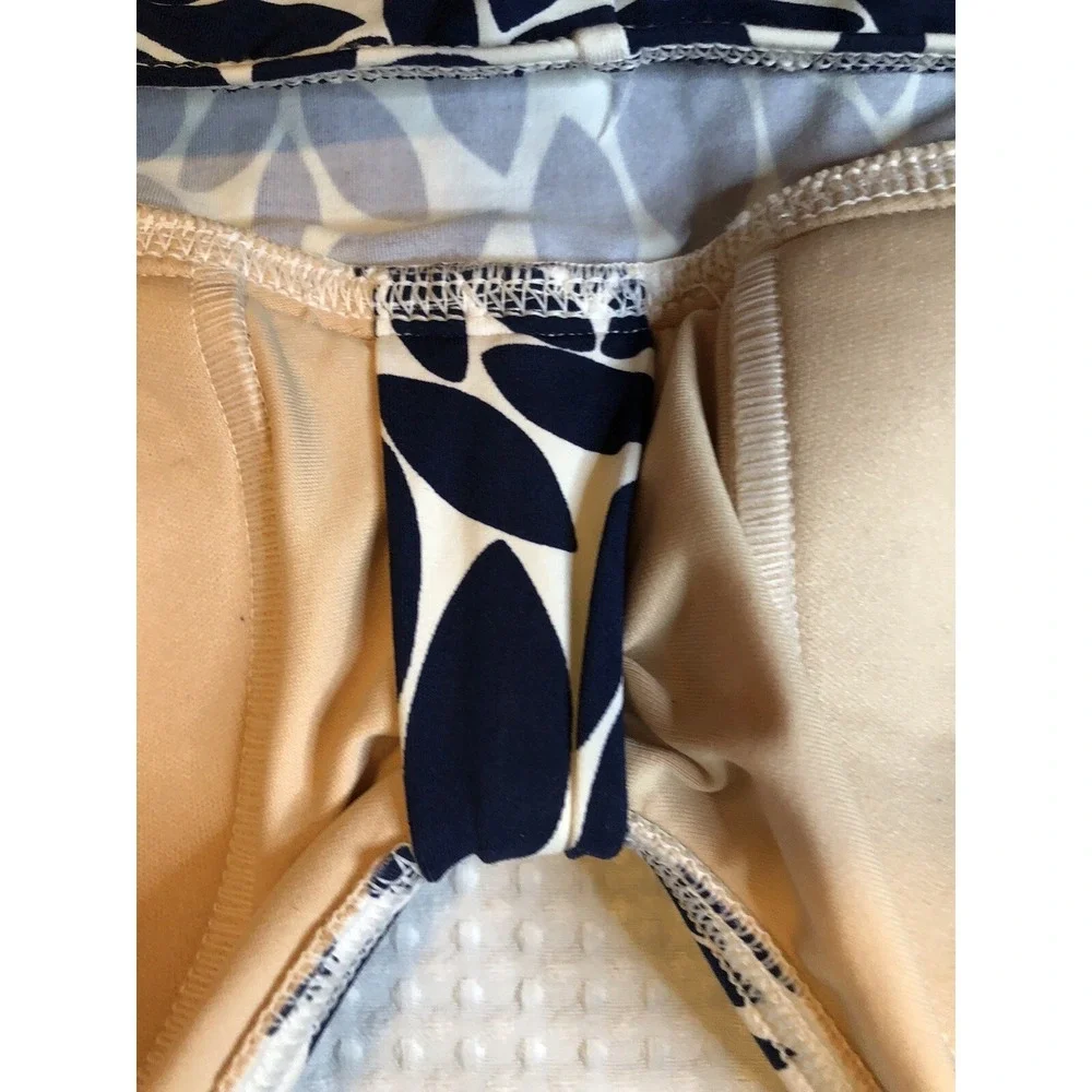 Lands End - Women's Tankini Size 12 - Navy Blue & White - Adjustable Tie @ Neck